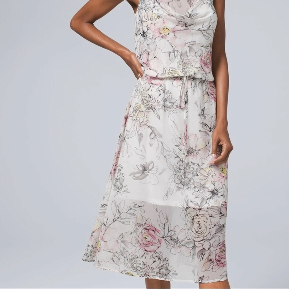 NWT💕WHBM Floral Print Blouson MIDI Dress | Sz S - Picture 9 of 13